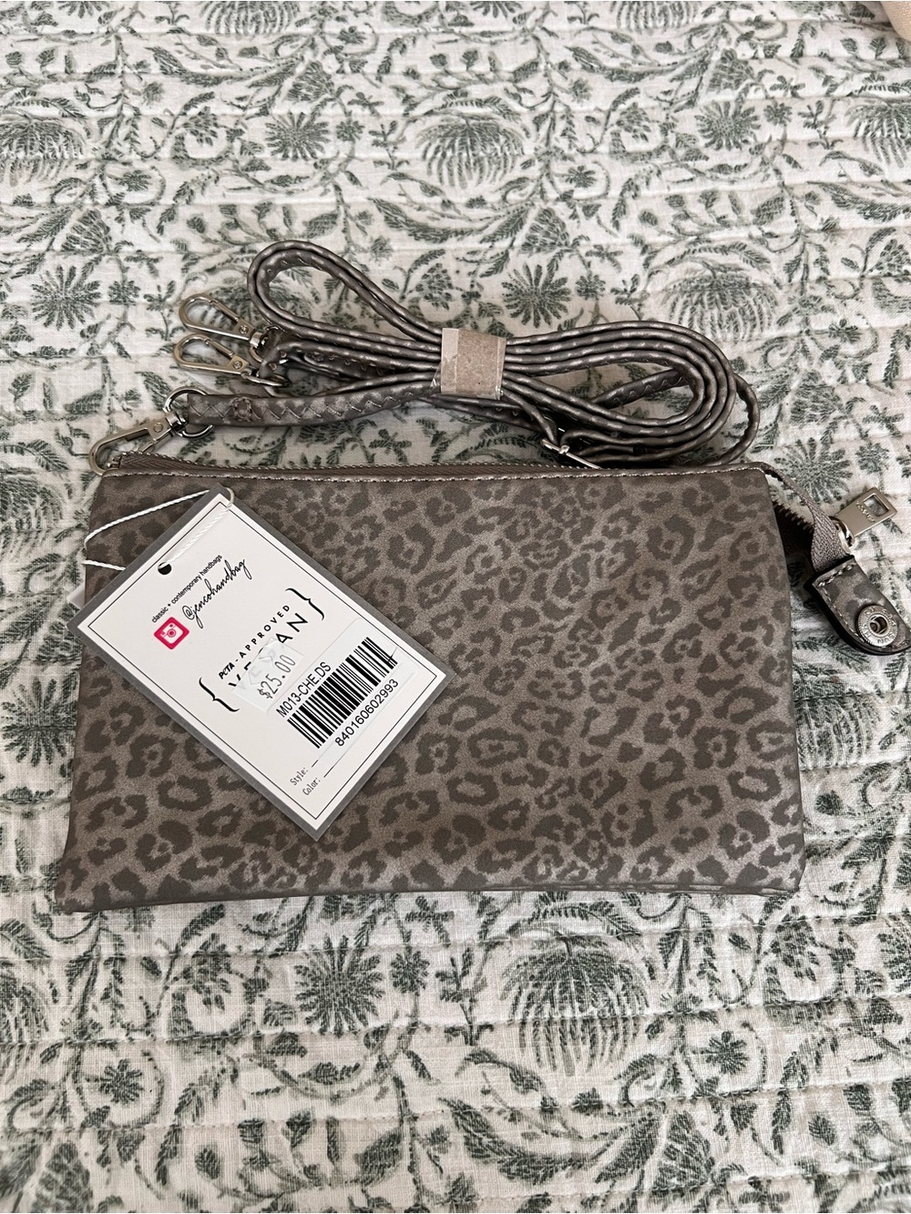 Jen & Co Leopard-Print Vegan Leather Crossbody Convertible Bag NWT